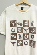 Load image into Gallery viewer, Western Motifs Checker Oversized Tee
